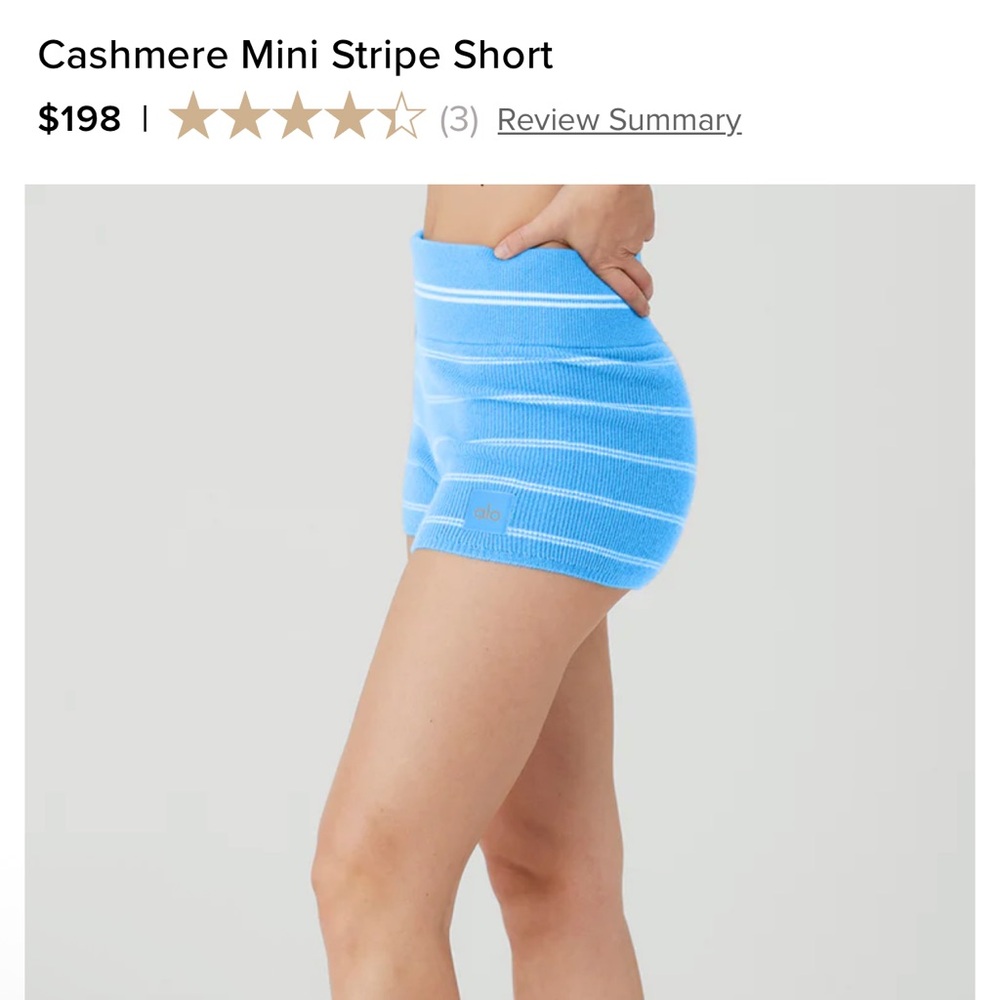 NWT ALO Yoga Cashmere Mini Stripe Azure Halter Top & Shorts Small - Picture 7 of 12